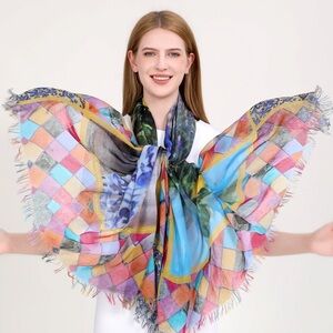 NWOT Love’s Pure Light Hand-Painted Silk Scarf: Behold All Things New.